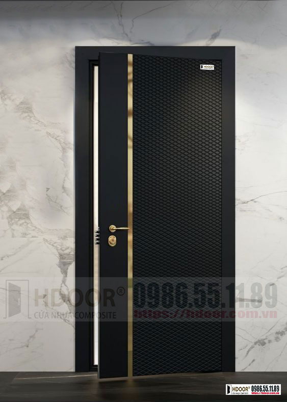 Cửa nhựa composite cao cấp HDOOR-CN27 CNC kết hợp nệp nhôm