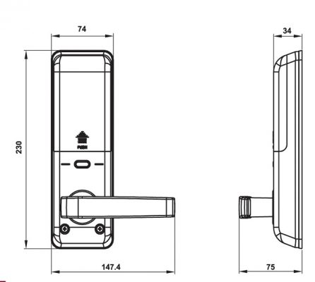 Khóa Thông Minh Hafele EL7700-TC bản vẽ kỹ thuật