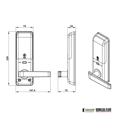  cấu tạo Khóa Thông Minh Hafele EL7000-TC