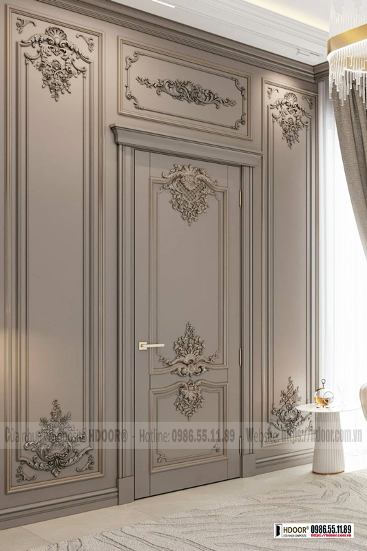 Cửa tân cổ điển đồng nhất với hệ phào chỉ vách tường
