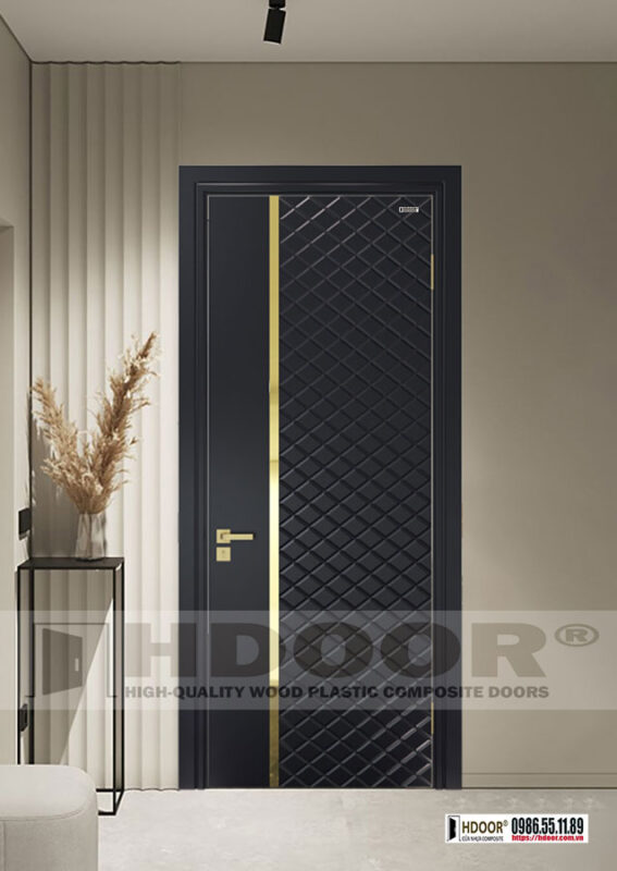 Cửa nhựa composite cao cấp HDOOR® nẹp vàng bản to