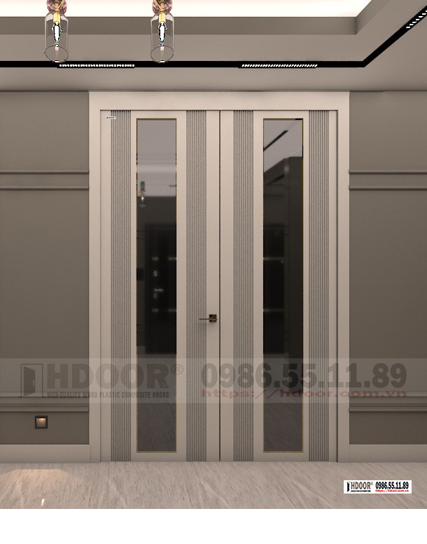 Cửa nhựa composite cao cấp HDOOR® mẫu hai cánh VIP