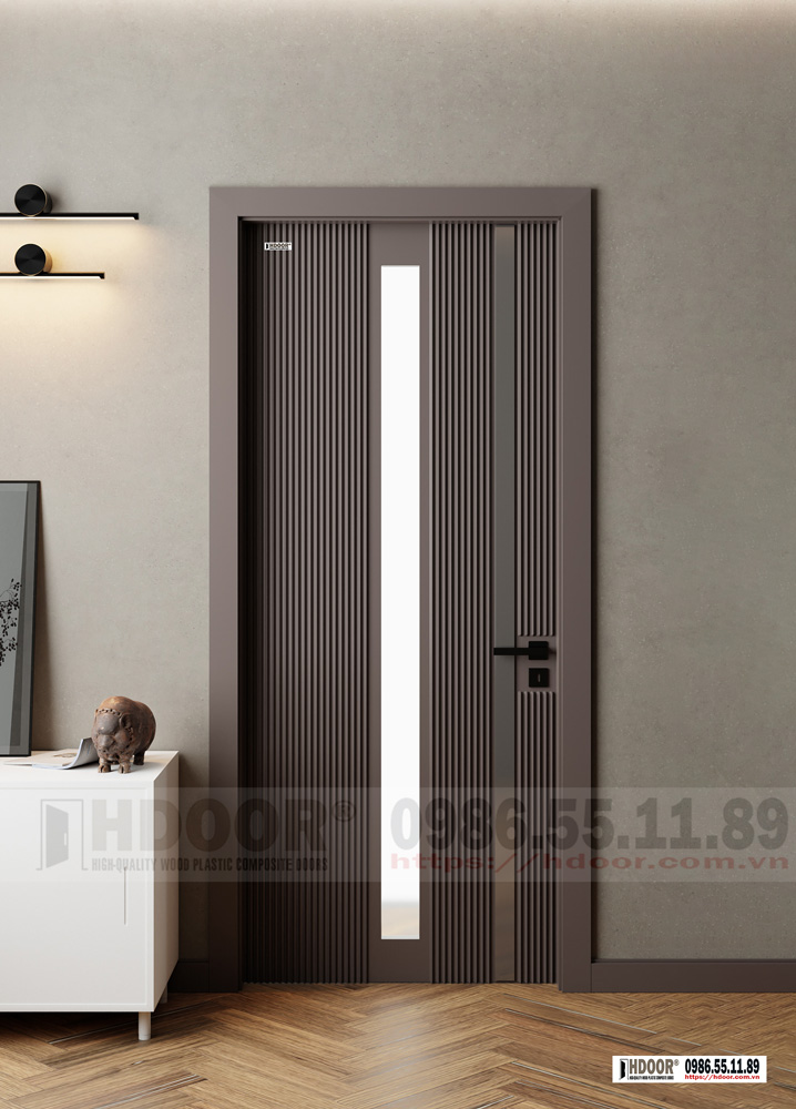 Cửa nhựa composite cao cấp HDOOR® với tạo hình nẹp vàng