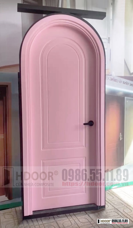 Cửa nhựa composite màu hồng HDOOR® mẫu cánh vòm