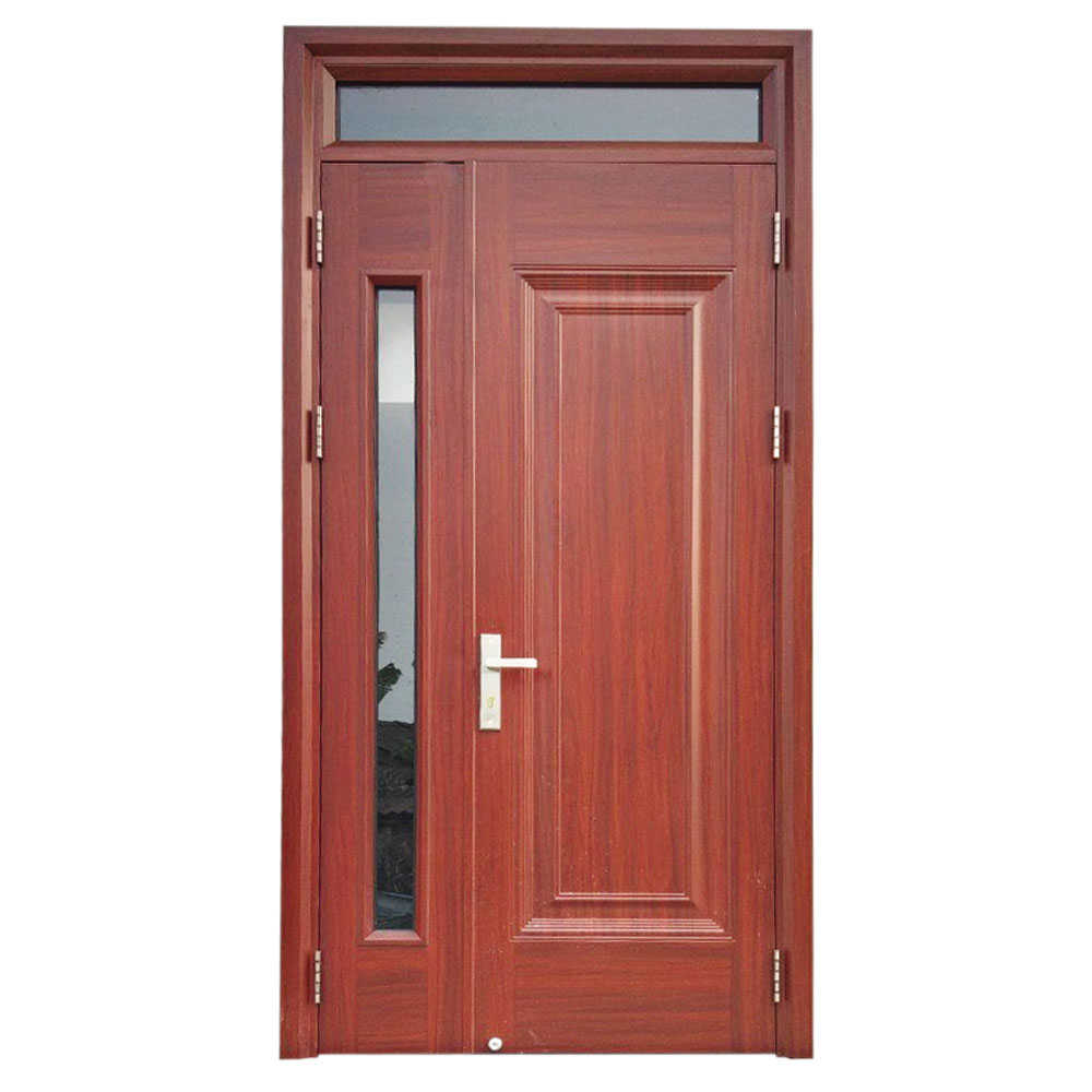 Cửa thép vân gỗ cánh lệch mẹ bồng con